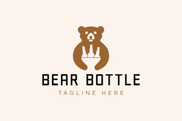 Bear holding a bottle logo design