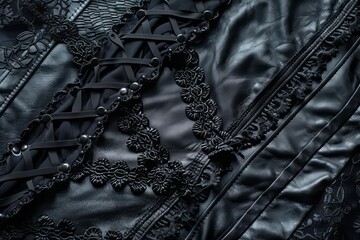 a minimalist poster of iconic goth fashion elements like lace and leather