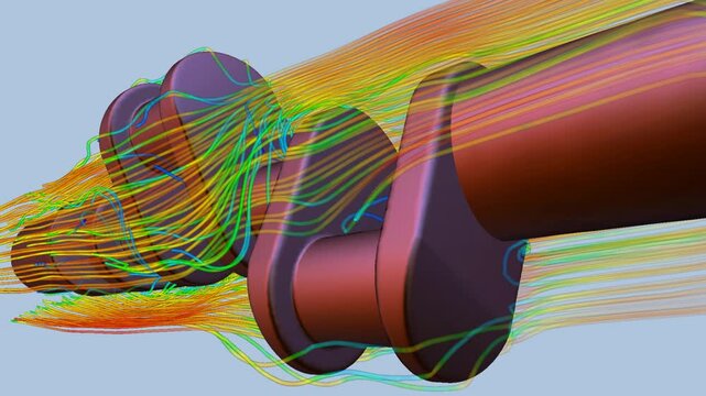 CFD simulation Computational fluid dynamics - Diesel engine crankshaft cooling airflow simulation
