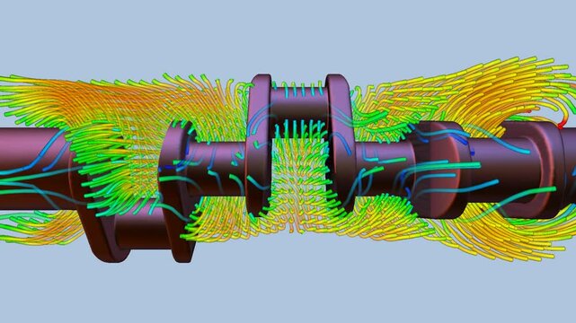 CFD simulation Computational fluid dynamics - Diesel engine crankshaft cooling airflow simulation