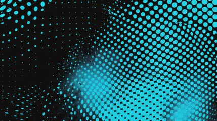 A blue and black halftone abstract painting with a lot of dots