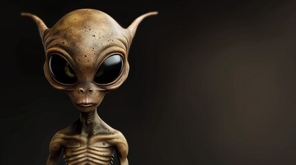 A close up of an alien's face.