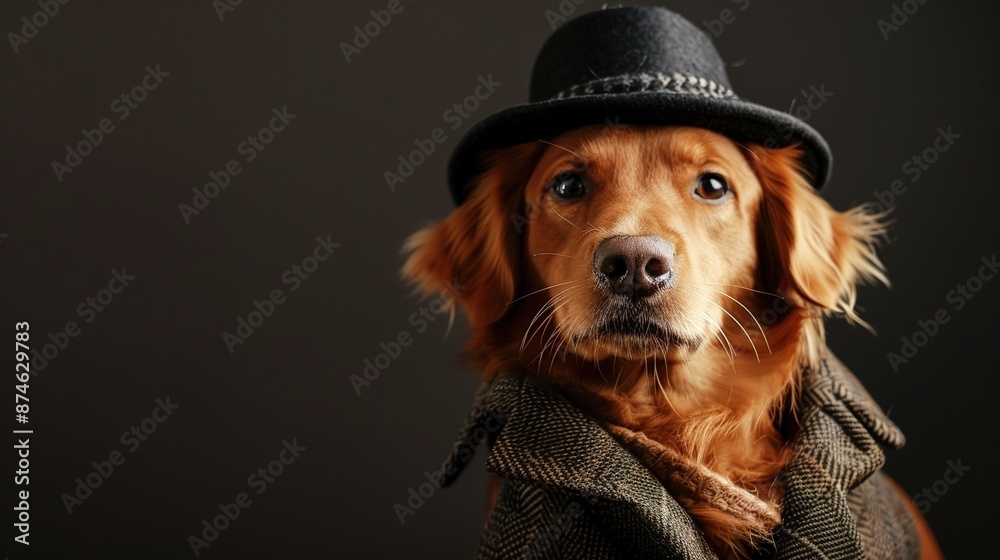 Poster A fashionable dog posing as a stylish model, dressed classy, chic and elegant