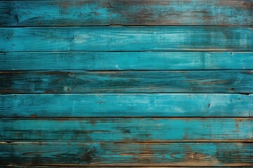 Cool Turquoise planks surface. Desk material. Generate Ai