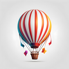 Naklejka premium Hot air balloon logo icon on white background, Generative AI