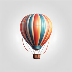 Fototapeta premium Hot air balloon logo icon on white background, Generative AI