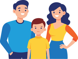 Obraz premium A family of three people, a man and a woman and a child