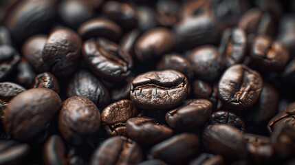 Fototapeta premium A close up of coffee beans with a brown color. Generate AI image