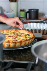 Delicious Zucchini and Cheese Tart Cooling on a Wire Rack