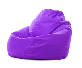 One purple bean bag chair isolated on white
