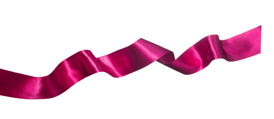 One violet red satin ribbon isolated on white
