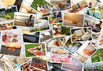 Summer vibe. Many photos of precious moments, collage