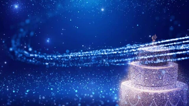spark birthday cake magic blue background with light for celebration party elegance decor animation romance love surprised card valentine