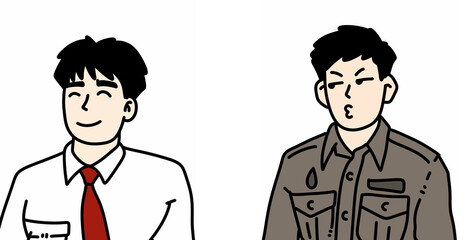 illustration. men in different poses.