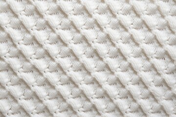 Detailed view of a white knitted fabric pattern, suitable for backgrounds and design elements