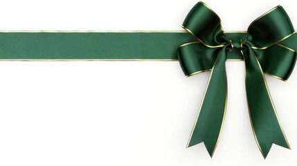 Green Ribbon Bow with Golden Edge