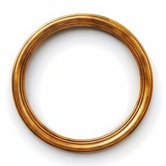 Ornate golden circular frame isolated on white background
