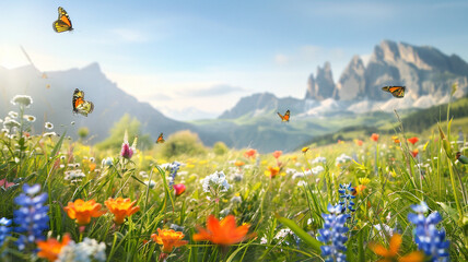 Clear Sky Over a Serene Mountain Meadow