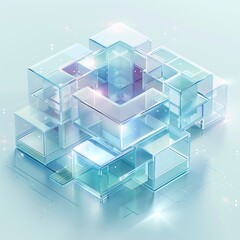 Obraz premium Stylized 3D Isometric Letters with Unique Angles on Open Surface Design