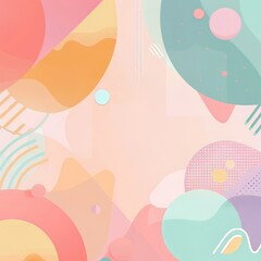 Playful pastel shapes and lines abstract background