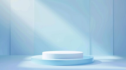 Fototapeta premium A blue pedestal with a light shining on it