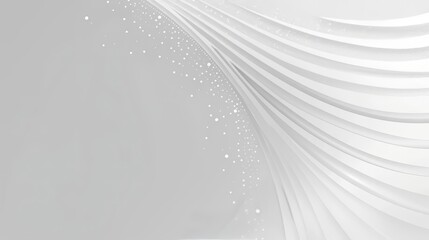 Elegant silver and white flowing curves with sparkles on a pale grey background