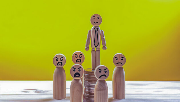 Boss and Unhappy Employees Illustration with Copy-Space