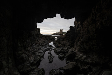 Cathedral rocks view from the sea cave, Kiama, Australia.