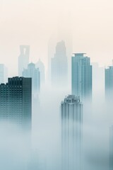 A city skyline engulfed in dense smog and pollution, representing the ongoing environmental crisis and its link to natural disasters, emphasizing the importance of reducing emissions