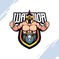Muscular Warrior wearing Golden Helmet Vector Mascot