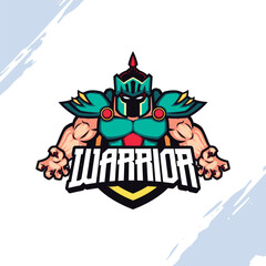 Muscular Warrior in Green Armor Vector Mascot