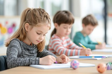 Fototapeta premium Diverse group of students learning global mathematics, global education, international curriculum