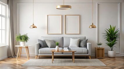 Picture frame hanging on white wall of modern living room , interior design, home decor, framed art