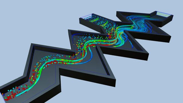 CFD simulation Computational fluid dynamics - zigzag 30 degrees airflow simulation	