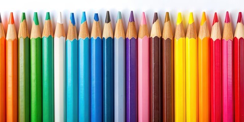 Fototapeta premium rendered of colorful pencils, art supplies, drawing tools, school supplies, education, creativity, vibrant, rainbow