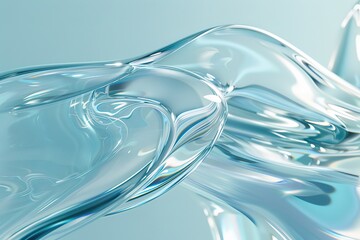 A closeup of transparent leaf veins in various shades of green and blue, with subtle light reflections creating an abstract pattern. 