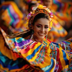 Fototapeta premium Cultural festival vibrant with color, music, and dance, showcasing global traditions and unity in a lively street scene