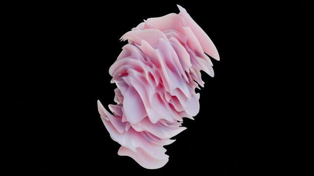 3D Animation - Abstract Elegant Pink Flower-Like Shape with Fluid Loop Animation, Organic abstract animation