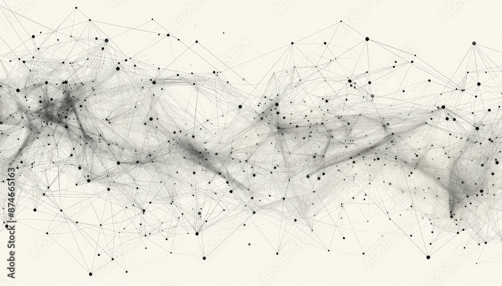 Poster a vivid representation of interconnected data points and nodes showcasing intricate digital networks
