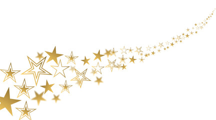 gold stars fly in a stream on a white background