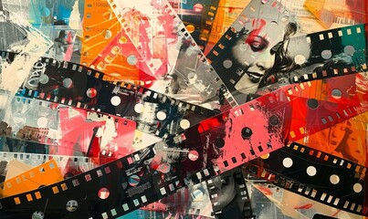 A chaotic blend of old film strips, reimagined as an abstract collage