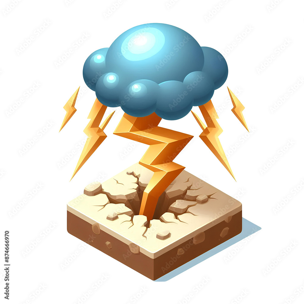Wall mural thundercloud with isometric style