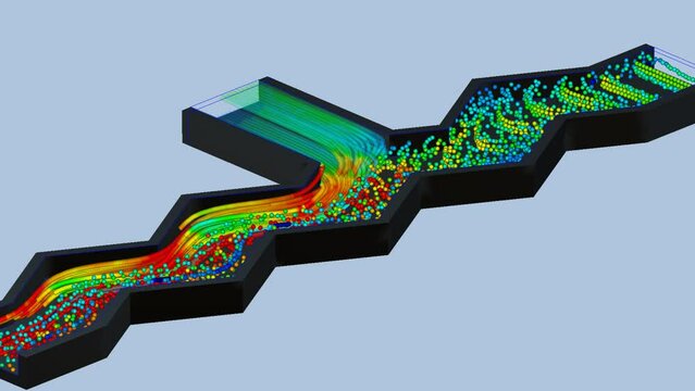 CFD simulation Computational fluid dynamics - zigzag 60 degrees airflow simulation	