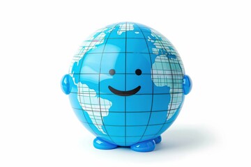 Globe with grid shaped, funny character