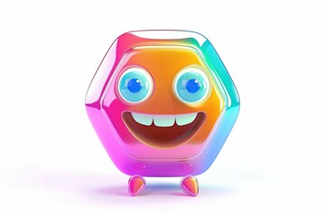 Naklejka premium Hexagon shaped, funny character