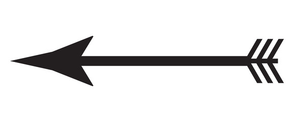 Long arrow icon, pointing to the left. Black vector icon isolated on white background.