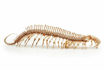Centipede skeleton, isolated on white
