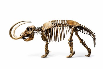 Fototapeta premium Mastodon skeleton, isolated on white
