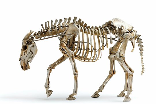 Horse skeleton, isolated on white
