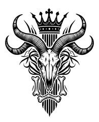 Fototapeta premium TRIBAL TATOO トライバル タトゥ 刺青 和柄 鹿 deer マーコール MARKHOOR Hunting Trophy ハンティング トロフィー